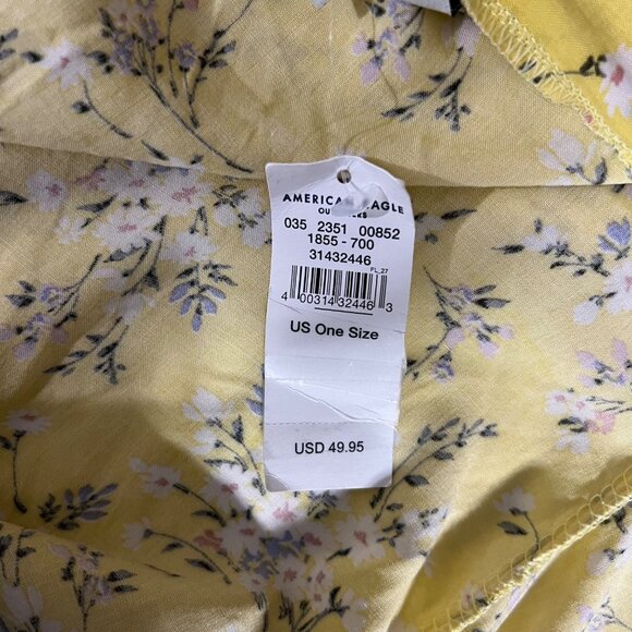 American‎ Eagle Yellow Floral Kimono Robe Duster Made In Italy One Size - Picture 6 of 11